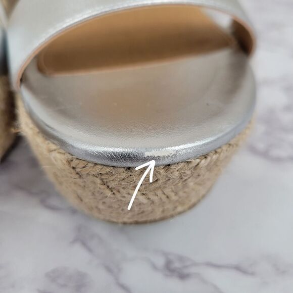 Report Citrine Espadrille Wedge Platform Heel Sandal Metallic Silver 11M - Picture 14 of 14